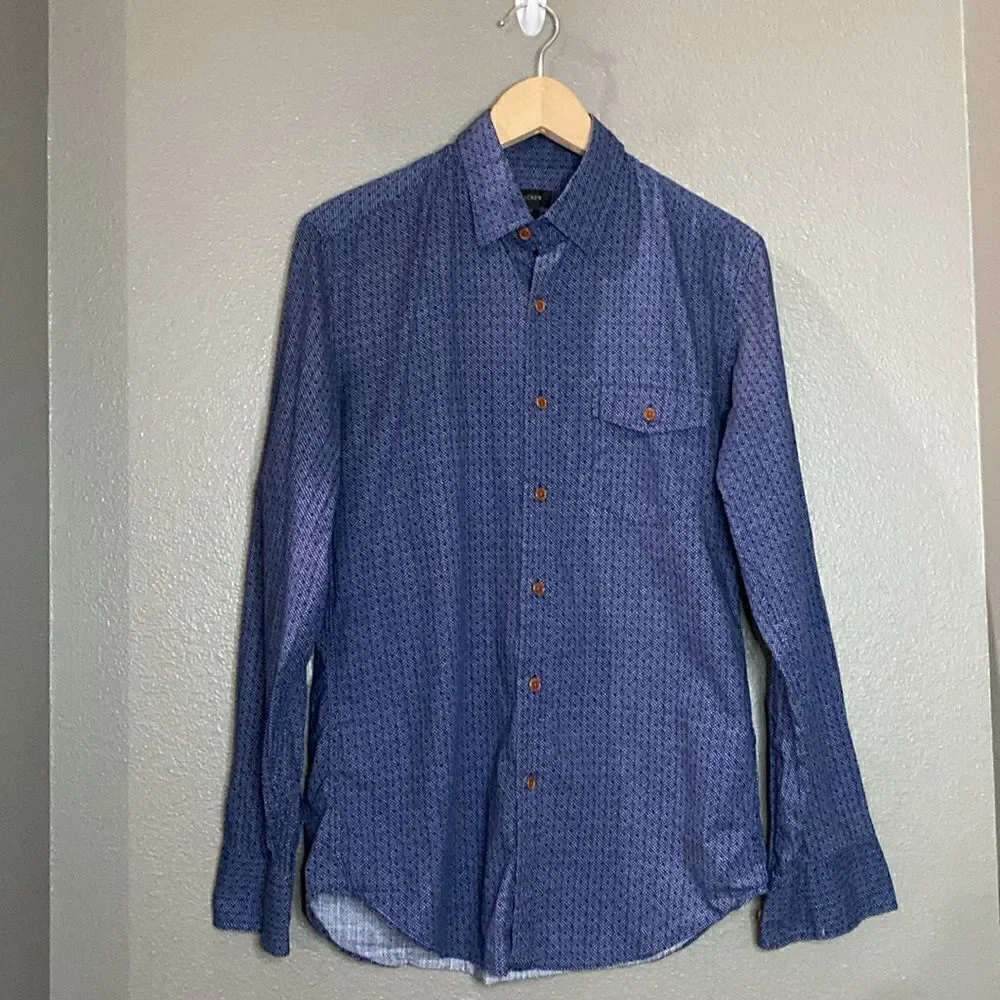 J.Crew Textured Blued Buttoned Down Mens Shirt A4813 Cotton